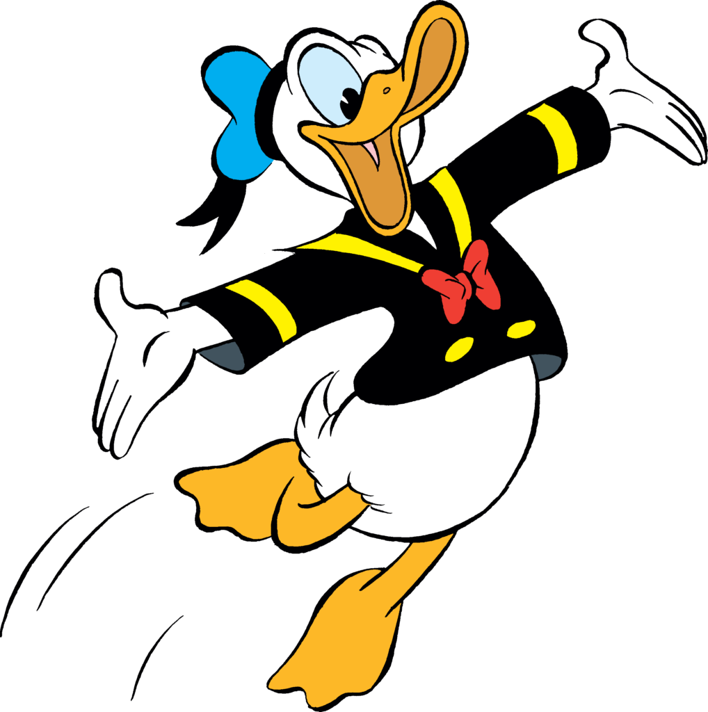 Abbildung: Donald Duck springt voller Freude.
